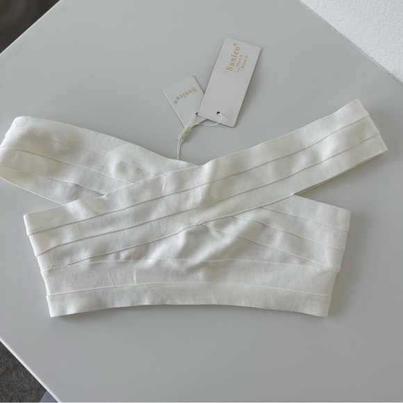 White Bandage Off Shoulder Top - Picture 1 of 4